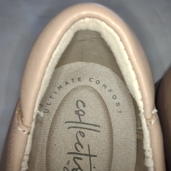Collection by Clarks Women's‎ Tan/Blush Leather Comfort Slip-On Heel Shoes - Picture 10 of 12